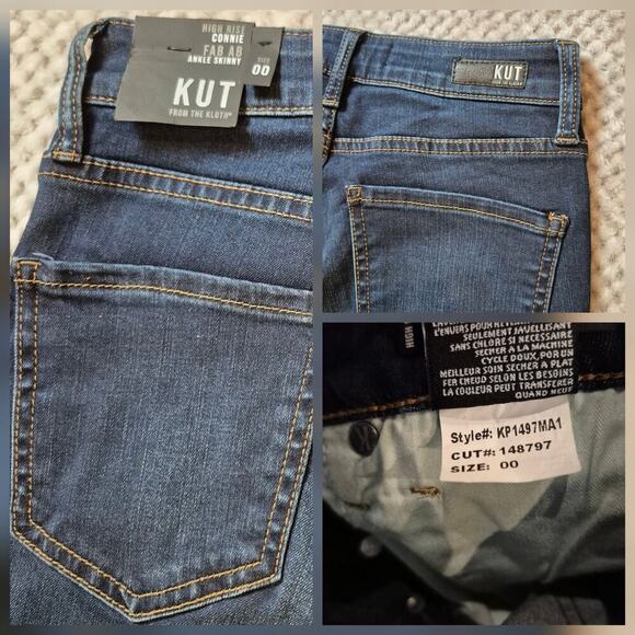 KUT from the Cloth Connie Fab Ab Ankle Skinny Jean Women 00 High Rise Frayed - Picture 9 of 10